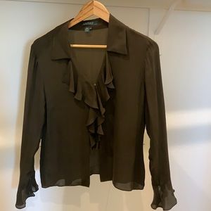 Ralph Lauren Olive Silk Blouse Free Shippi…